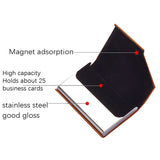 Men Leather Stainless Steel Business Card Clamp(Black)