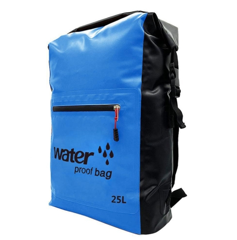 Outdoor Folding Double Shoulder Bag Dry Sack PVC Waterproof Backpack, Capacity: 25L (Dark Blue)
