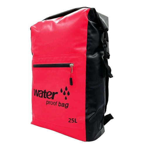Outdoor Folding Double Shoulder Bag Dry Sack PVC Waterproof Backpack, Capacity: 25L (Red)