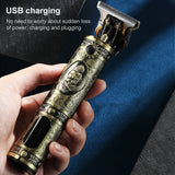 VGR V-228 5W USB Retro Engraving Hair Clipper with LED Digital Display (Bronze)
