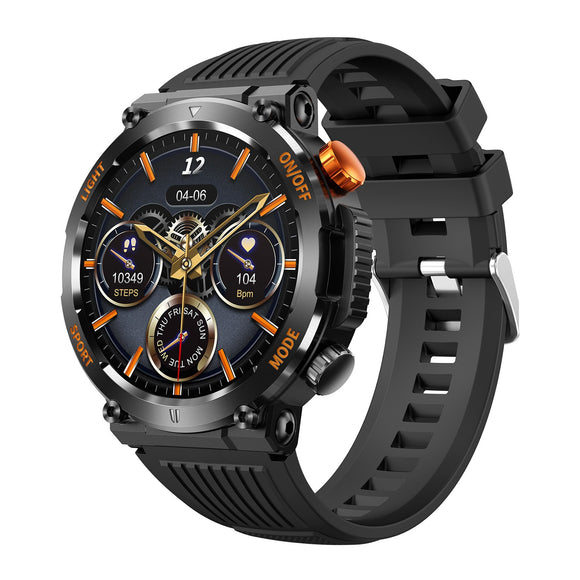 HT17 1.46 inch Round Screen Bluetooth Smart Watch, Support Health Monitoring & 100+ Sports Modes(Black)