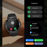 HT17 1.46 inch Round Screen Bluetooth Smart Watch, Support Health Monitoring & 100+ Sports Modes(Black)