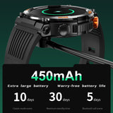 HT17 1.46 inch Round Screen Bluetooth Smart Watch, Support Health Monitoring & 100+ Sports Modes(Black)