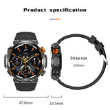 HT17 1.46 inch Round Screen Bluetooth Smart Watch, Support Health Monitoring & 100+ Sports Modes(Black)