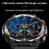 HT17 1.46 inch Round Screen Bluetooth Smart Watch, Support Health Monitoring & 100+ Sports Modes(Black)