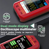 BSIDE O9 Digital Handheld Dual Channel 50MHz Oscilloscope Signal Source Multimeter, Spec: With Dual Oscilloscope Probe (Red)