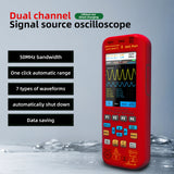 BSIDE O9 Digital Handheld Dual Channel 50MHz Oscilloscope Signal Source Multimeter, Spec: With Dual Oscilloscope Probe (Red)