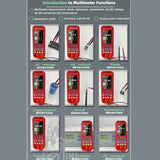 BSIDE O9 Digital Handheld Dual Channel 50MHz Oscilloscope Signal Source Multimeter, Spec: With Dual Oscilloscope Probe (Red)