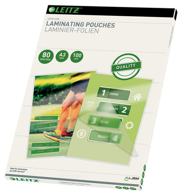 Leitz Lamineringslomme glans 80my A3 (100)
