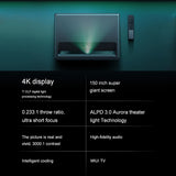 Xiaomi Mijia Laser Projector Beamer Full HD 4K Video Projector Portable DLP Mini Projector Home Cinema, Support Dolby / WiFi / HDMI / HDR10(Black)