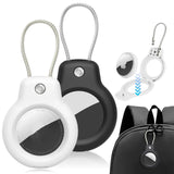 For AirTag Tracker Protective Cover With Metal Lanyard and Lock Three-proof Case(Black)