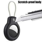 For AirTag Tracker Protective Cover With Metal Lanyard and Lock Three-proof Case(Black)