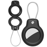 For AirTag Tracker Protective Cover With Metal Lanyard and Lock Three-proof Case(Black)