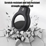 For AirTag Tracker Protective Cover With Metal Lanyard and Lock Three-proof Case(Black)
