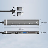 USB / Type-C / 8 Pin to TF / SD Card Reader, USB, Type-C HUB Adapter 5 in 1 Docking Station(Silver)