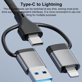 USB / Type-C / 8 Pin to TF / SD Card Reader, USB, Type-C HUB Adapter 5 in 1 Docking Station(Silver)