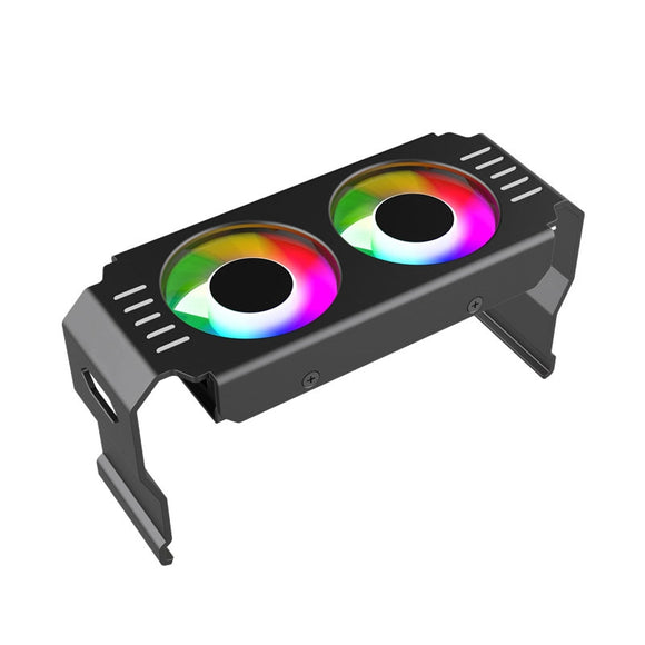 Desktop ARGB Memory Cooler PWM Temperature Control Dual Fan, For DDR / DDR2 / DDR3 / DDR4 / DDR5(Black)