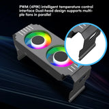 Desktop ARGB Memory Cooler PWM Temperature Control Dual Fan, For DDR / DDR2 / DDR3 / DDR4 / DDR5(Black)
