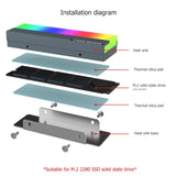 COOLMOON CM-M2A M.2 2280 Solid State Drive Cooler 5V ARGB Hard Drive Heatsink(Gray)