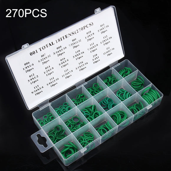 Car Auto Vehicle 18 Sizes Assortment Kit Air Conditioning HNBR Seal O-Ring Set 270 PCS