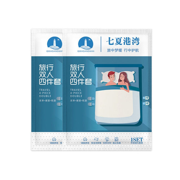 Travel Hotel Supplies Disposable Anti-dirty Pillowcase Sheet Quilt Cover 4 In 1 For 2 Person