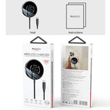 Yesido DS28 15W Smart Digital Display Magnetic Wireless Charger, Length:1.2m(Black)
