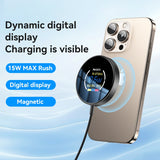 Yesido DS28 15W Smart Digital Display Magnetic Wireless Charger, Length:1.2m(Black)