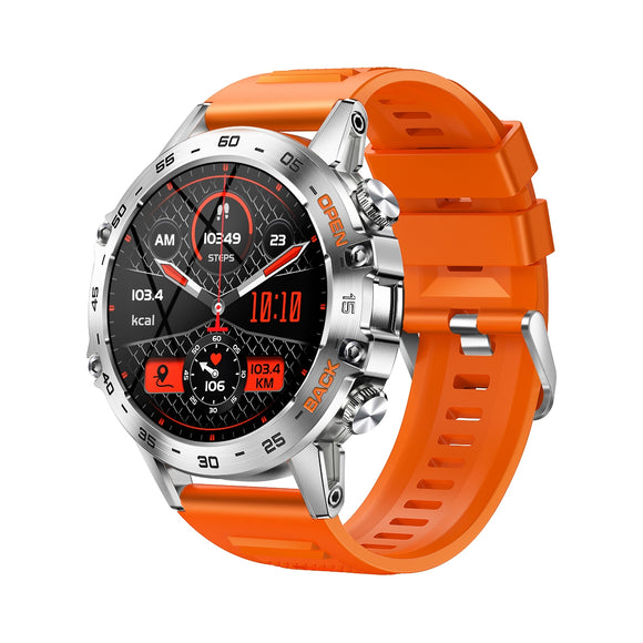 Lemfo K52 1.39 inch IPS Square Screen Smart Watch Supports Bluetooth Calls(Silver Orange)
