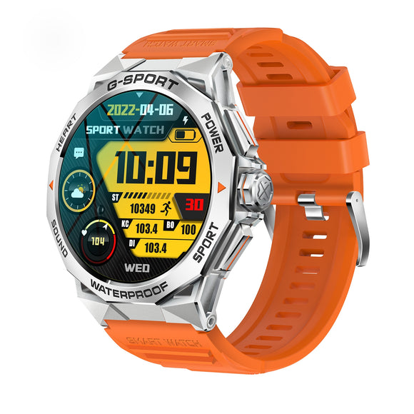 Lemfo K62 1.43 inch AMOLED Round Screen Smart Watch Supports Bluetooth Calls(Silver Orange)