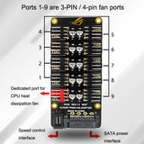 PWM Fan Hub Desktop Computer CPU Fan Expander Supports 3Pin&4Pin(Black)