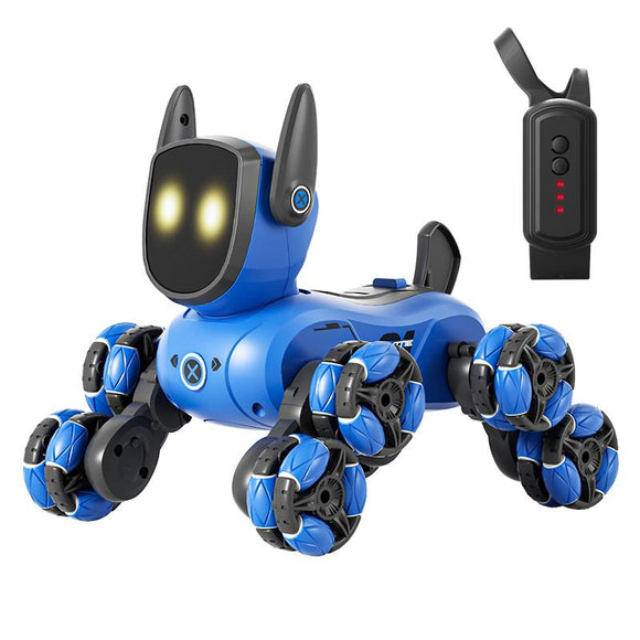 JJR/C Q200 Small Eight-wheeled Multi-function Remote Control Robot Dog with RC Watch(Blue)