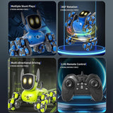 JJR/C Q200 Small Eight-wheeled Multi-function Remote Control Robot Dog with RC Watch(Blue)