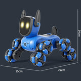 JJR/C Q200 Small Eight-wheeled Multi-function Remote Control Robot Dog with RC Watch(Blue)