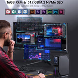 Intel Alder Lake N150 WIFI 6+BT4.2 Office Home Mini PC Win11 DDR4 3200MHz, Spec: 16G+1TB EU Plug