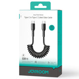 JOYROOM SA38-CC3 60W USB-C / Type-C to USB-C / Type-C Coiled Fast Charging Data Cable, Length:1.5m(Black)