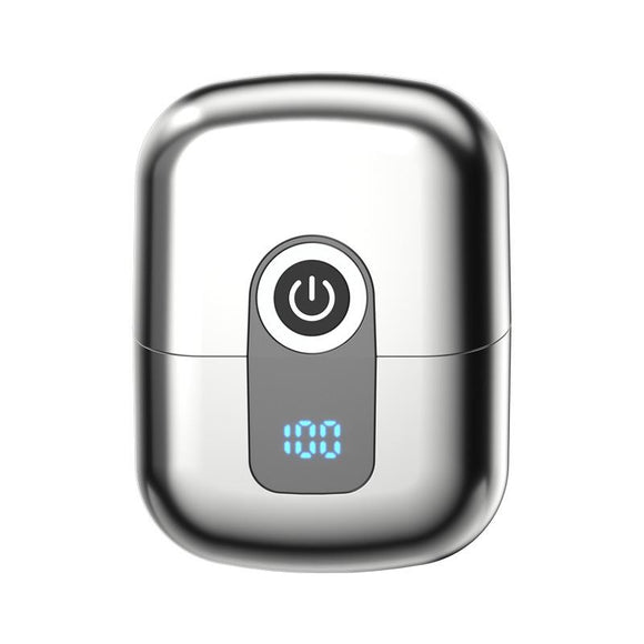 Portable Mini Dual Head Electric Shaver for Men - LCD Display, Floating Blades, Waterproof, USB-C Rechargeable(Silver)