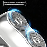 Portable Mini Dual Head Electric Shaver for Men - LCD Display, Floating Blades, Waterproof, USB-C Rechargeable(Silver)