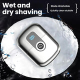 Portable Mini Dual Head Electric Shaver for Men - LCD Display, Floating Blades, Waterproof, USB-C Rechargeable(Silver)