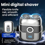 Portable Mini Dual Head Electric Shaver for Men - LCD Display, Floating Blades, Waterproof, USB-C Rechargeable(Silver)
