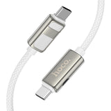 hoco U137 USB-C / Type-C to USB-C / Type-C Line 60W Charging Data Cable with Display, Length:1.2m(White)
