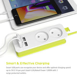 Power Strip 1/2 EU Plug 4 USB Port 1200W 250V 1.5m Cable Wall Socket EU Plug Outlets(2 OUTLET 4USB)