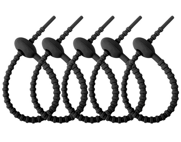 Pack Silicone Ties Multi-Use Food Bag Clip Data Cable Winder Organizer 15cm(Black)