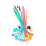 Pack Silicone Ties Multi-Use Food Bag Clip Data Cable Winder Organizer 15cm(Black)