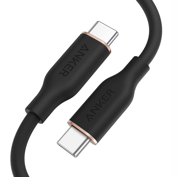 ANKER A8553 Powerline III 1.8m Skin Friendly Dual Type-C Data Cable PD100W Fast Charging Cable(Black)