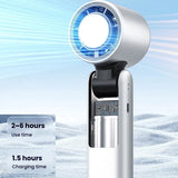 100-gear High Speed Handheld Fan Mini USB Rechargeable Foldable Portable Turbo Small Fan With Cooling(Black)