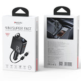 Yesido Y71 125W Type-C + 8 Pin Retractable Cable 3 in 1 Car Charger(Black)