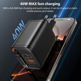 Yesido YC99 40W Fast Charger with Telescopic Type-C Cable, Plug:EU Plug(Black)