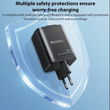 Yesido YC99 40W Fast Charger with Telescopic Type-C Cable, Plug:EU Plug(Black)