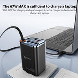 Yesido YC100 67W Fast Charger with Telescopic Type-C Cable, Plug:EU Plug(Black)