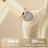 LCD Variable Frequency Silent Fascia Gun High Frequency Vibration Muscle Relaxation Massager(White)